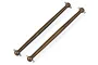 Two bronze-coloured steel RC drive shafts with ball-joint ends, isolated on a white background.
