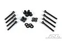 Pro-Line PowerStroke shock mounting hardware set including black screws, nuts, and washers on a white background.