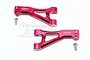 A pair of red anodized aluminium front upper suspension arms for an ARRMA RC car, branded GPM, with two included mounting screws.