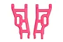 A pair of bright pink RPM front suspension arms for RC vehicles, shown against a plain white background.