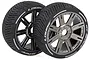 Louise 3.3" GT-Tarmac MFT (Soft) Tyres on Black Chrome 8 Spoke Rims - Glued Wheels 2Pcs L-T3285SBC
