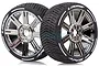 Louise 3.3" GT-Shiv MFT (Soft) Tyres on Black Chrome 8 Spoke Rims - Glued Wheels 2Pcs L-T3284SBC