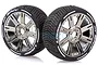 Louise 3.3" GT-Shiv MFT (Super Soft) Tyres on Black Chrome 8 Spoke Rims - Glued Wheels 2Pcs L-T3284VBC