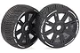 Louise 3.3" GT-Shiv MFT (Super Soft) Tyres on Black 8 Spoke Rims - Glued Wheels 2Pcs L-T3284VB