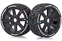 Louise 3.3" GT-Tarmac MFT (Soft) Tyres on Black 8 Spoke Rims - Glued Wheels 2Pcs L-T3285SB