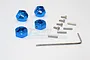 GPM Blue Aluminium Traxxas Slash 4x4 12mm Hex 4Pcs w/ Axle Pins SLA010/+6MM-B