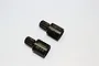 Two black hardened steel GPM Racing drive cups for Traxxas 8S X-Maxx RC cars, shown on a plain white background.