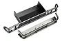 Traxxas UDR satin chrome rear bumper and bumper extension parts on a white background.