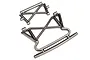 Traxxas UDR satin chrome front bumper support components shown on a white background.