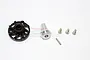 GPM Racing black aluminium spur gear adapter set for Traxxas Slash 4x4 including mounting hardware.