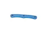 A blue anodized aluminium front tie bar for a Traxxas Slash 4x4 RC car, shown against a plain white background.