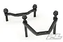 Two black plastic Pro-Line extended body mount assemblies for an RC vehicle, shown against a plain white background.