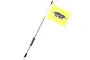 A metal RC antenna with a coiled base and a bright yellow flag featuring the Yeah Racing logo.