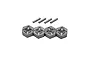 Four silver metal 12mm RC wheel hex adapters and four matching drive pins arranged on a plain white background.