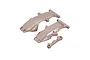 Three metallic brown aluminium skid plates and suspension arm pin mounts for Xinlehong Sprint 9125 RC car.