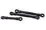 Three black plastic steering linkage rods for an RC car, shown against a white background.