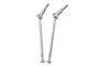 Two silver metal universal drive shafts for an RC car, shown against a white background.