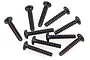 A group of ten black metal coarse thread binder head screws for RC vehicles arranged on a white background.