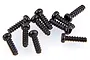 A cluster of ten small black metal binder head screws with coarse threads for RC hobby use.