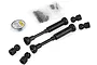 MIP X-Duty splined steel driveshaft kit for SCX10 II including two driveshafts, four drive cups, grease, and hardware.