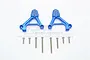 Two blue anodized aluminium rear shock towers for a Traxxas TRX-4, including a set of mounting screws, displayed on a white background.