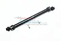 A black hardened steel rear centre drive shaft for an RC car by GPM Racing, shown with two small grub screws on a white background.