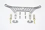 GPM Racing gunmetal aluminium battery hold down kit for Axial Bomber including main bracket, screws, mounting plates, and body clips.