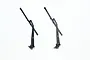 Two black scale model windscreen wipers for an RC vehicle on a white background.