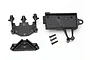 Traxxas 6555 telemetry expander chassis mount parts including black plastic mounts and three small metal screws on a white background.