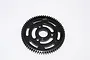 A black metal 65T spur gear for RC cars, featuring a lightweight design with cutouts and the text 65T engraved on the face.