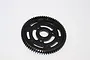 A black GPM Racing 67T steel spur gear for RC vehicles, featuring a lightweight design with cutouts, isolated on a white background.