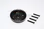 A black steel 32T differential ring gear and four matching flat-head screws on a white background.