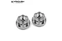 Two silver aluminium SLW 475 wheel hex hubs from Vanquish Products, shown from a top-down angle on a white background.