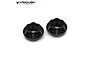Two black anodized aluminium SLW 350 wheel hex hubs from Vanquish Products shown on a white background.