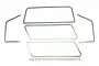 A set of five stainless steel window trim pieces and a row of small mounting screws for a Traxxas TRX-4 Bronco RC body.