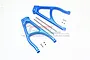 A pair of blue anodized aluminium rear upper suspension arms for an RC car by GPM Racing, including metal pins and small screws.