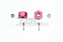 Two red aluminium 14mm hex adapters with 9mm thickness, including two locking nuts and two pins, displayed against a white background.