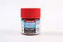 A 10ml glass jar of Tamiya LP-46 Pure Metallic Red lacquer paint with a red plastic screw-top lid, set against a plain white background.