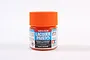 A small 10ml glass jar of Tamiya LP-51 Pure Orange lacquer paint with an orange screw-top lid against a plain white background.