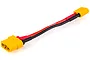 A male XT60 to female XT90 adapter cable with red and black 12AWG silicone wires against a white background.