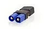 A male EC3 to female Deans RC battery adapter connector on a white background.