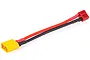 A male XT60 to female Deans T-plug battery adapter cable with red and black silicone wires.