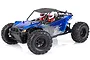 HSP Verdikt-S 1/10 scale RC rock racer in blue and grey with two driver figures, shown from a front three-quarter angle on a white background.