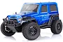 HSP Ryder 1/10 scale electric brushless RC truck in blue with black off-road tires and a Jeep-style body shell.