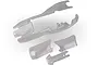 A set of unpainted, clear polycarbonate body shell panels for a Rovan Baja 5B RC buggy, arranged on a white background.