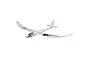 E-Flite Radian 2m RC glider plane in white with black branding on the wings, shown from a high-angle side view against a white background.