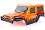 HSP 1/10 scale Ryder RC truck body shell painted in orange and black with a dot pattern design on a white background.