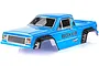 A blue pre-painted RC crawler body shell for the HSP Boxer, featuring black wheel arches and detailed decals on a white background.