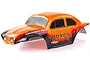HSP 1/10 scale Boxer Beetle RC car body shell in orange and black with a dot pattern design.