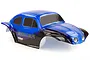 A blue and black pre-painted RC car body shell for the HSP Boxer Beetle, featuring a dot pattern design and HSP branding on a white background.